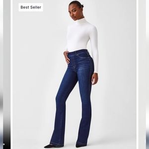 Spanx Flare Jeans Pull-On High Rise Stretch Midnight Shade Size Large